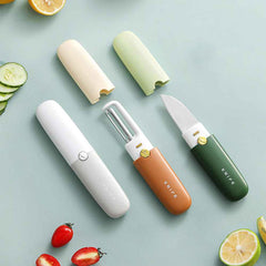 2-in-1 Fruit & Veggie Peeler & Cutting Knife – Perfect for Kitchen & Travel