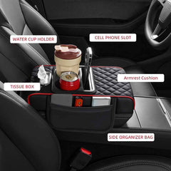 5 in 1 Premium Car Armrest Cushion with Cup Holder & Storage Organizer