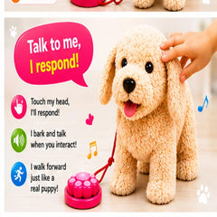 Interactive Plush Puppy Toy – Walking, Barking & Tail Wagging Electronic Toy for Kids